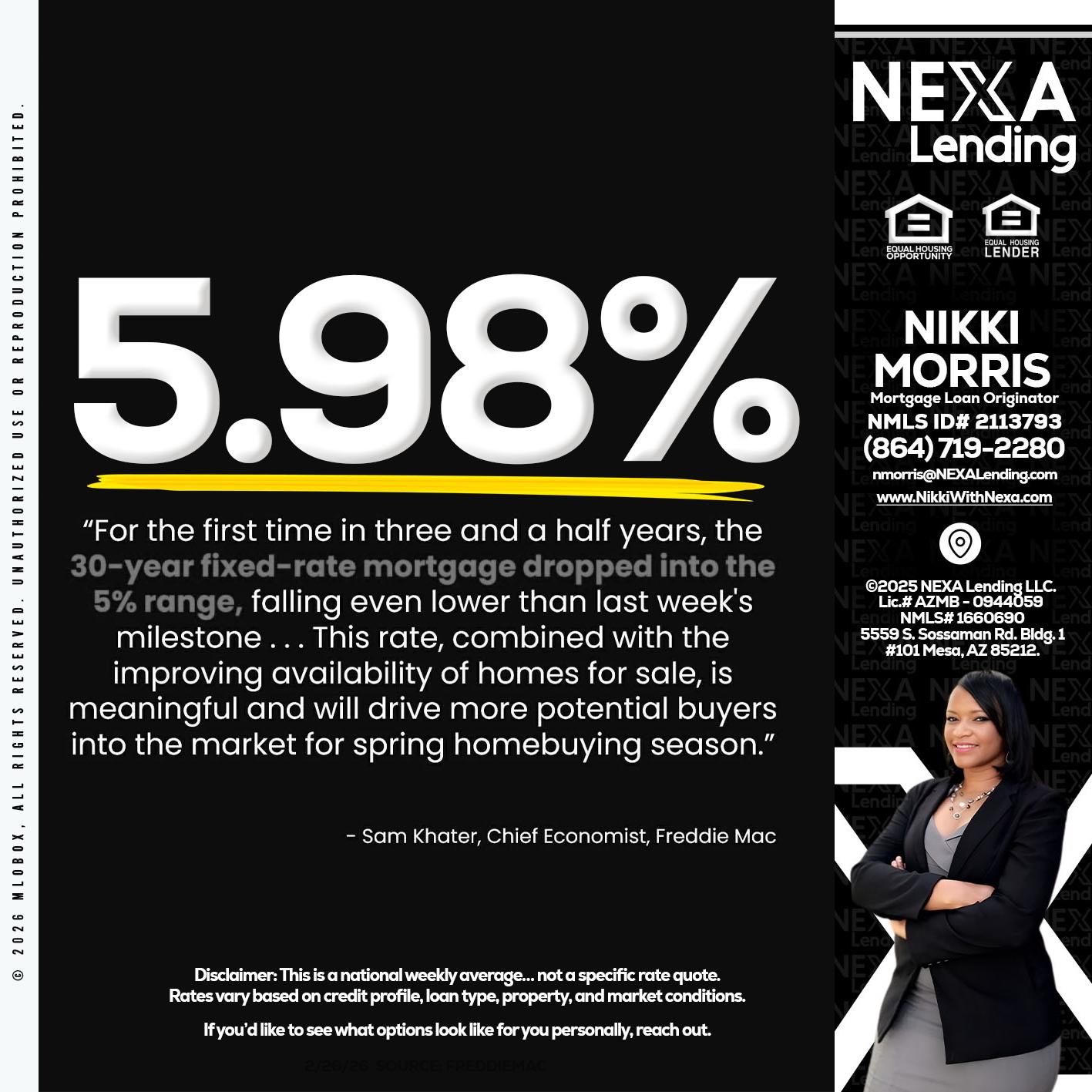 5.98% - Nikki Morris -Mortgage Loan Originator