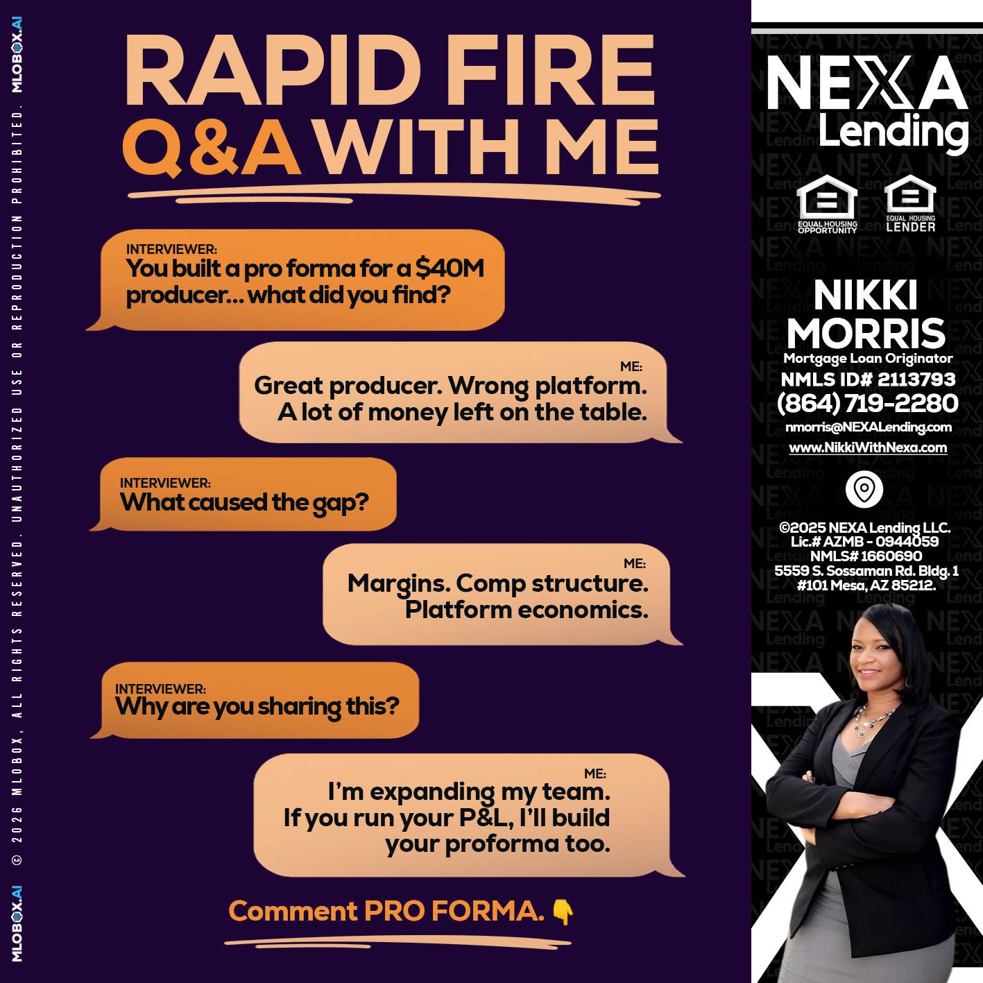 RAPID FIRE - Nikki Morris -Mortgage Loan Originator
