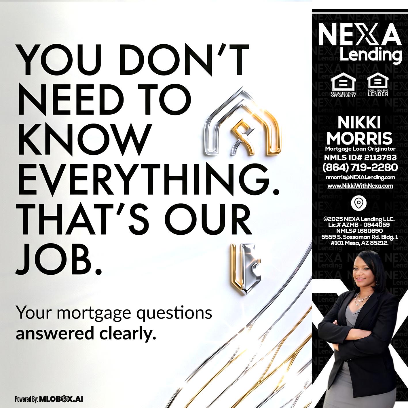 THAT IS OUR JOB - Nikki Morris -Mortgage Loan Originator