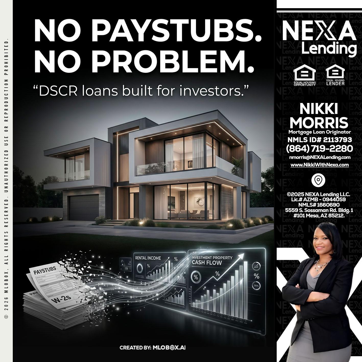 no paystub - Nikki Morris -Mortgage Loan Originator