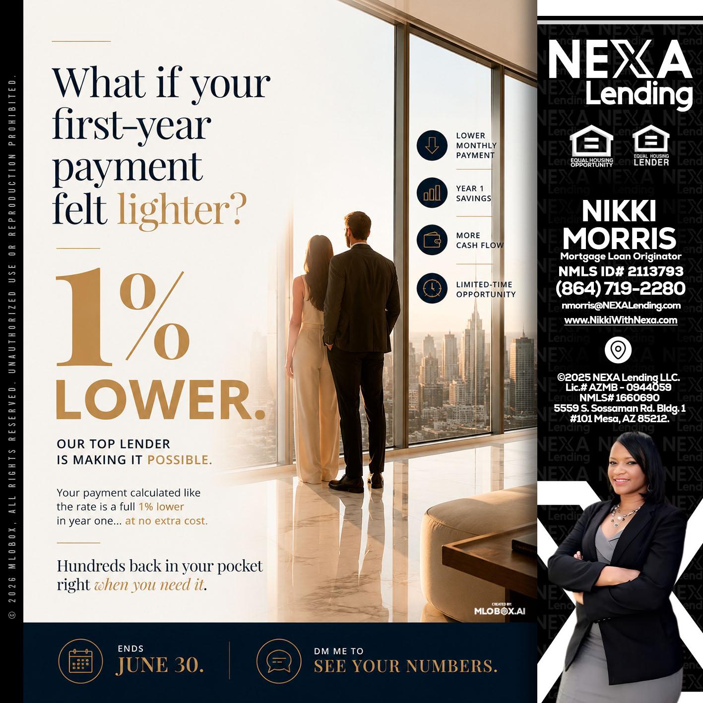 1% lower - Nikki Morris -Mortgage Loan Originator