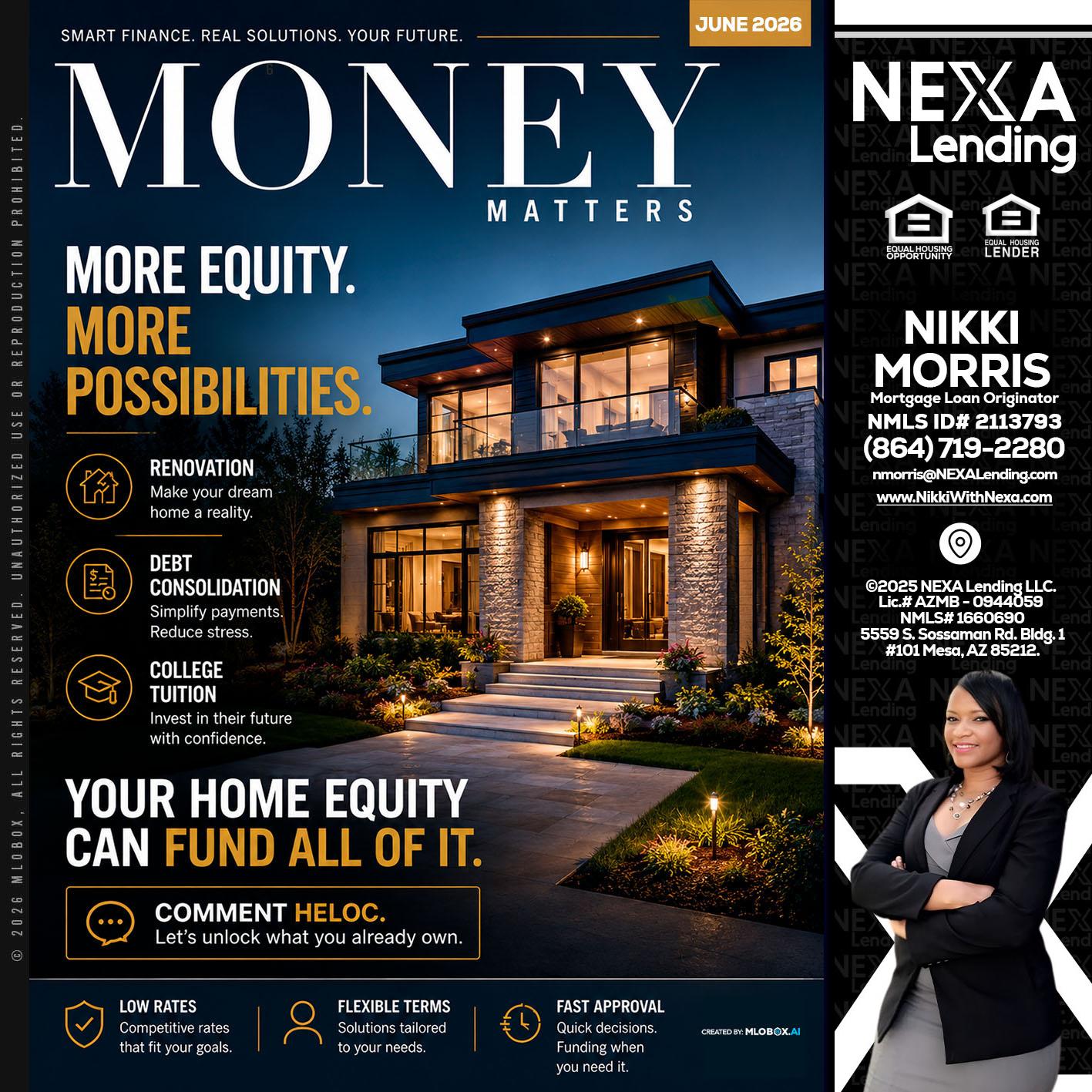 MONEY MATTERS - Nikki Morris -Mortgage Loan Originator