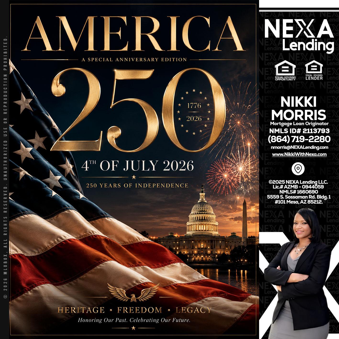 AMERICA 250 TH - Nikki Morris -Mortgage Loan Originator