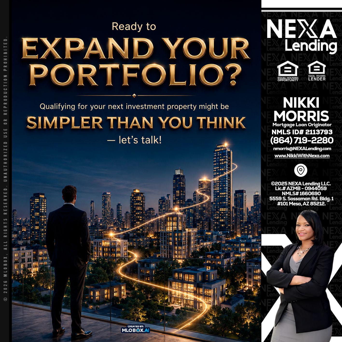 expand you portfolio - Nikki Morris -Mortgage Loan Originator