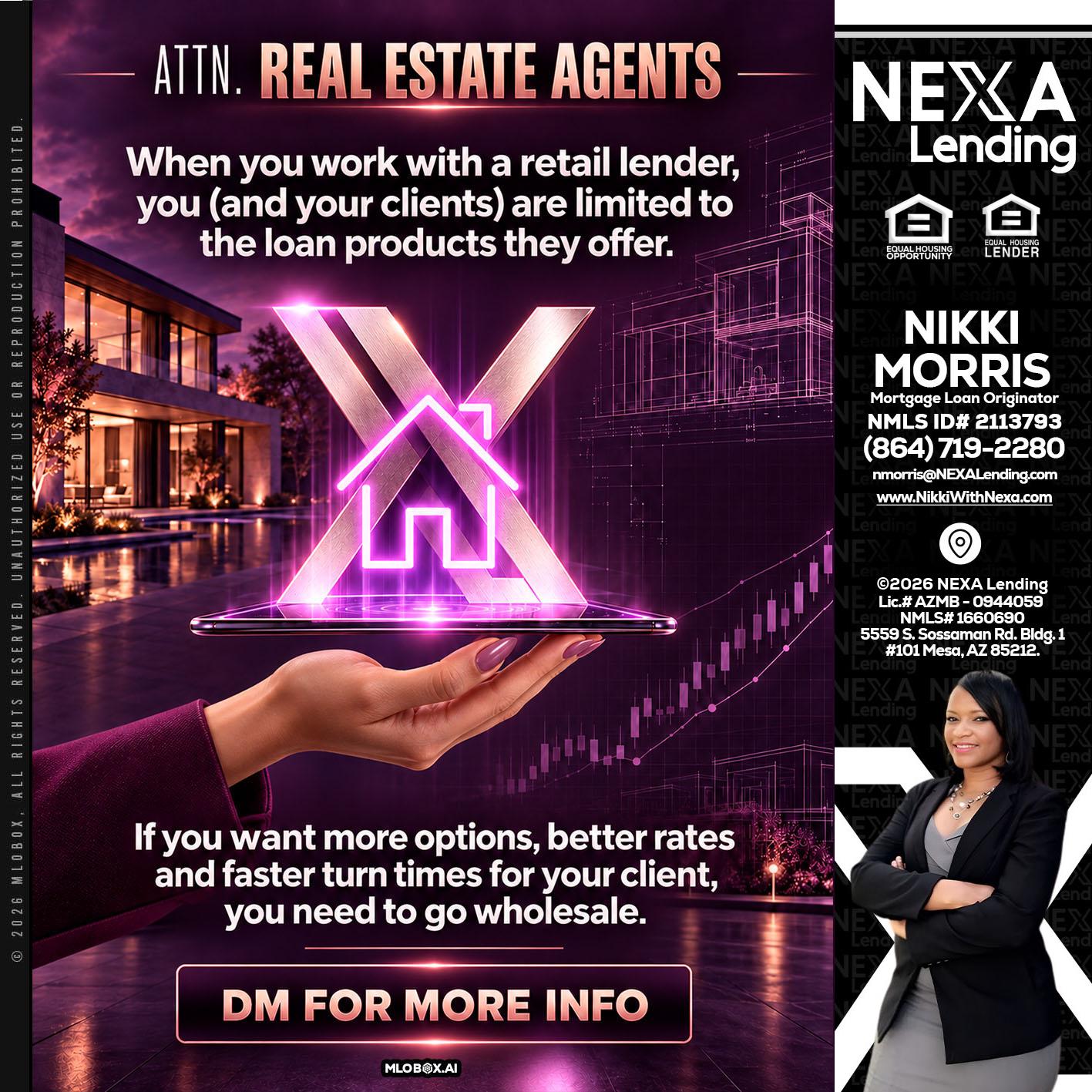 REAL ESTATE AGENTS - Nikki Morris -Mortgage Loan Originator