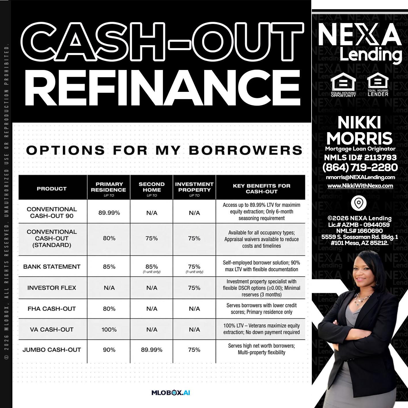 CASH OUT - Nikki Morris -Mortgage Loan Originator