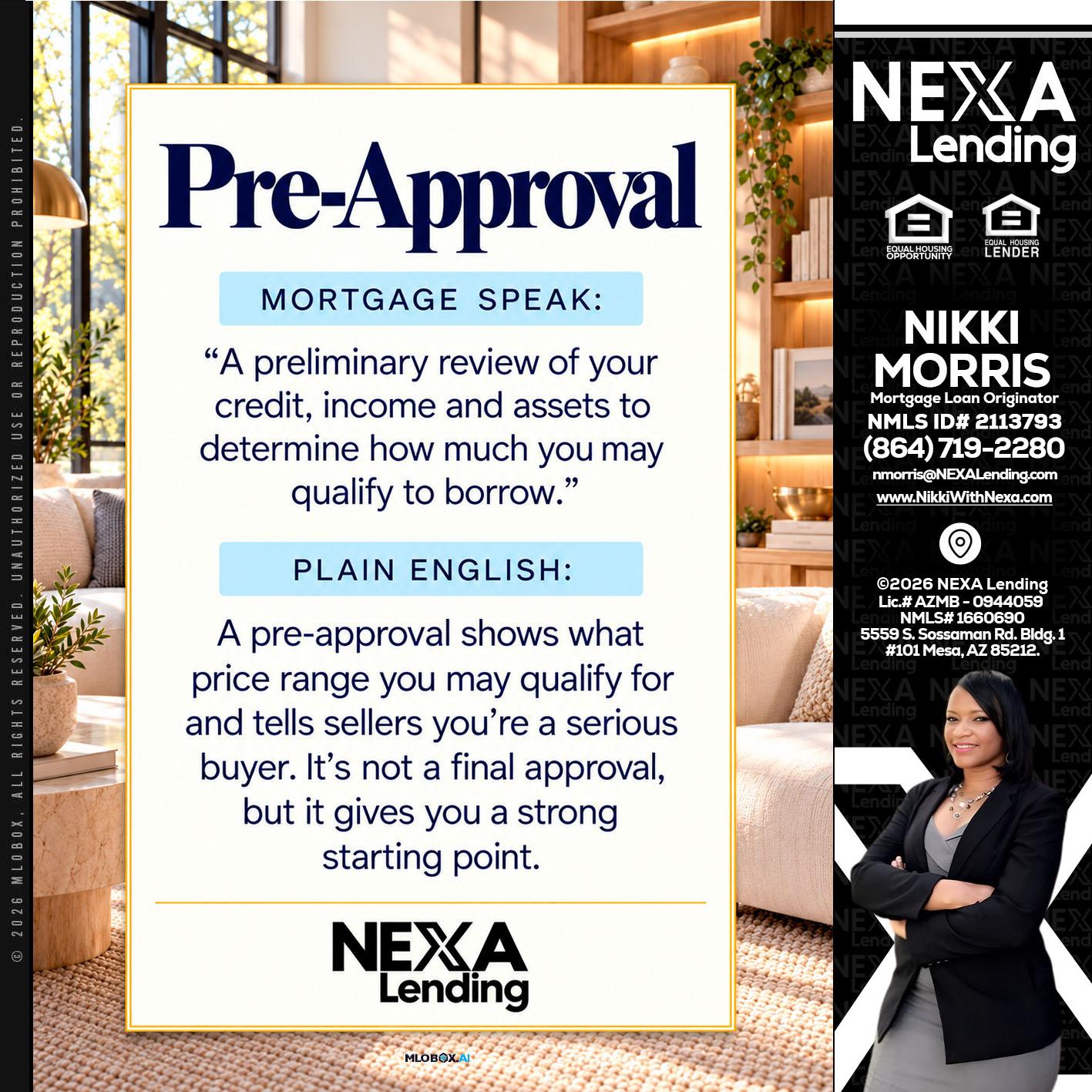 PREAPROVAL - Nikki Morris -Mortgage Loan Originator