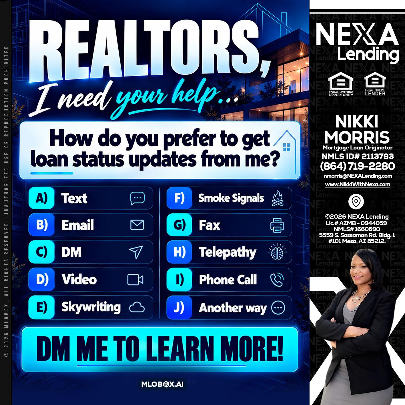 REALTORS - Nikki Morris -Mortgage Loan Originator